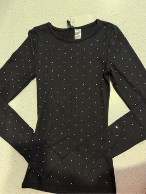 H&M Black Long Sleeve Tee with Silver Dot Embellishments